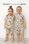 kız erkek cocuk yazı baskılı yazlık pijama takımı