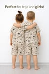 kız erkek cocuk yazı baskılı yazlık pijama takımı