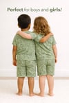 kız erkek cocuk yeil saferi baskılı yazlık pijama takımı