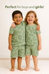 kız erkek cocuk yeil saferi baskılı yazlık pijama takımı