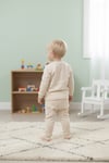 Mevsimlik Pamuklu Kumaş çocuk pijama takımı Bej rengi