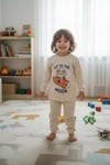Mevsimlik Pamuklu Kumaş Karikatürlü Çocuk Pijama Takımı