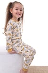 Mevsimlik Pamuklu Kumaş Karikatürlü Unisex Çocuk Pijama Takımı