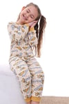Mevsimlik Pamuklu Kumaş Karikatürlü Unisex Çocuk Pijama Takımı