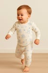 Raporlu Kumaş Desenli Çocuk Pijama Takımı