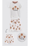 Unisex Bebek Ve Çocuk Ayıcık Desenli Yazlık Pijama Takımı - Best Friends 0-4 Yaş