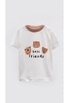 Unisex Bebek Ve Çocuk Ayıcık Desenli Yazlık Pijama Takımı - Best Friends 0-4 Yaş