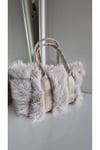 Krem Tüylü Teddy Kol ve El Çantası - Furry Bag