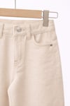 Bej Yüksek Bel Wide Leg Denim Pantolon Rahat Kalıp Jean
