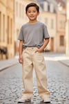 Bej Yüksek Bel Wide Leg Denim Pantolon Rahat Kalıp Jean