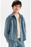 Çocuk Denim Takım Gömlek Pantolon Açık Mavi Rahat Kalıp Günlük Şık Kombin