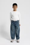 Çocuk Yüksek Bel Tint Yıkama Denim Pantolon – Rahat Kesim Kot