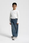 Çocuk Yüksek Bel Tint Yıkama Denim Pantolon – Rahat Kesim Kot