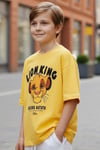 Erkek Çocuk Baskılı Tişört Aslan Figürlü Pamuklu Yazlık Rahat Kesim T-Shirt