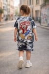 Kız Çocuk Batik Desenli Şortlu Takım Oversize Tişört + Şort Yazlık Rahat Kombin