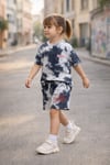 Kız Çocuk Batik Desenli Şortlu Takım Oversize Tişört + Şort Yazlık Rahat Kombin