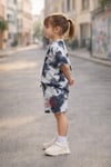 Kız Çocuk Batik Desenli Şortlu Takım Oversize Tişört + Şort Yazlık Rahat Kombin