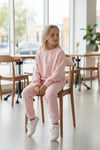 Kız Çocuk Eşofman Takımı Pembe Oversize Sweatshirt Jogger Alt Spor Günlük Rahat Takım
