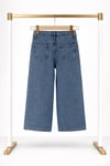 Kız Çocuk Nakışlı Jean Pantolon Bol Paça Rahat Kalıp Günlük Denim Pantolon