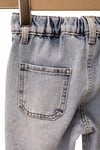 Kız Çocuk Nakışlı Jean Pantolon – Lastikli Bel Rahat Kalıp İspanyol Paça Denim