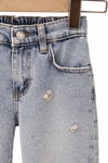 Kız Çocuk Nakışlı Jean Pantolon – Lastikli Bel Rahat Kalıp İspanyol Paça Denim