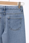 Kız Çocuk Taşlı Geniş Paça Jean Pantolon – Yüksek Bel Parlak Taş Detaylı Denim Pantolon