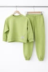 Unisex Çocuk Eşofman Takımı Yeşil – Oversize Sweatshirt & Jogger Alt Rahat Günlük Spor Takım