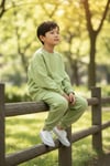 Unisex Çocuk Eşofman Takımı Yeşil – Oversize Sweatshirt & Jogger Alt Rahat Günlük Spor Takım