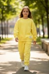 Unisex Çocuk Eşofman Takımı Yeşil – Oversize Sweatshirt & Jogger Alt Rahat Günlük Spor Takım