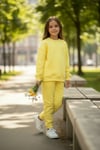 Unisex Çocuk Eşofman Takımı Yeşil – Oversize Sweatshirt & Jogger Alt Rahat Günlük Spor Takım