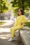 Unisex Çocuk Eşofman Takımı Yeşil – Oversize Sweatshirt & Jogger Alt Rahat Günlük Spor Takım