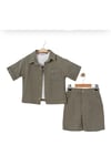 Erkek Çocuk Retro Stil Gömlek Şort ve Tişört Set