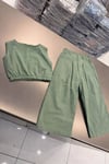 Keten Crop Bluz ve Palazzo Pantolon - Yeşil