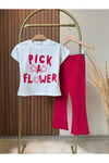 Pick a flower Baskılı çicekleri nakış islemeli taytlı takım