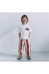 Retro Araba Baskılı Oversize T-Shirt ve Geniş Paça Çizgili Pantolon