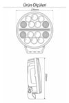 100W 9 İnç TIR Super LED Çakarlı Angelli Mercekli Aydınlatma Ledi 12V-24V Uyumlu Demir Döküm Siyah Renk