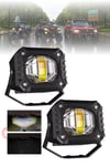 2 Adet 15W Tek Mercekli Motosiklet Sis Lambası Çift Renkli Beyaz Sarı LED Yayıcı 12V-24V Alüminyum Braketli Demir Döküm Siyah Renk