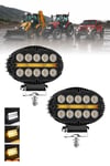 2 Adet 20W 10 LED Oval Off Road Sarı Çakar Modlu Aydınlatma Ledi Çalışma Lambası Demir Döküm Siyah Renk