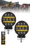 2 Adet 20W 10 LED Yuvarlak Off Road Sarı Çakar Modlu Aydınlatma Ledi Çalışma Lambası Demir Döküm Siyah Renk
