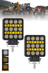 2 Adet 20W 12 LED Kare Off Road Sarı Çakar Modlu Aydınlatma Ledi Çalışma Lambası Demir Döküm Siyah Renk