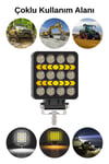 2 Adet 20W 12 LED Kare Off Road Sarı Çakar Modlu Aydınlatma Ledi Çalışma Lambası Demir Döküm Siyah Renk
