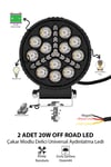 2 Adet 20W 12 LED Yuvarlak Y Desenli Off Road Çakar Modlu Aydınlatma Ledi Çalışma Lambası Demir Döküm Siyah Renk
