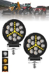 2 Adet 20W 12 LED Yuvarlak Y Desenli Off Road Çakar Modlu Aydınlatma Ledi Çalışma Lambası Demir Döküm Siyah Renk