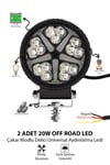 2 Adet 20W 15 LED Yuvarlak Off Road Sarı Çakar Modlu Aydınlatma Ledi Çalışma Lambası Demir Döküm Siyah Renk