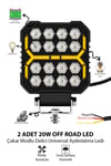 2 Adet 20W 16 LED Dikdörtgen Off Road Çakar Modlu Aydınlatma Ledi Çalışma Lambası Demir Döküm Siyah Renk