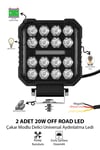 2 Adet 20W 16 LED Dikdörtgen Off Road Çakar Modlu Aydınlatma Ledi Çalışma Lambası Demir Döküm Siyah Renk