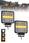 2 Adet 20W 18 LED Kare 11 Cm Off Road Çakar Modlu Aydınlatma Ledi Çalışma Lambası Demir Döküm Siyah Renk
