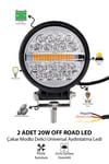 2 Adet 20W 18 LED Yuvarlak Off Road Çakar Modlu Aydınlatma Ledi Çalışma Lambası Demir Döküm Siyah Renk