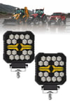 2 Adet 20W 18 Mercek LED Kare Off Road Beyaz Aydınlatma Sarı Çakar Modlu Çalışma Lambası 12V-24V Demir Döküm Siyah Renk