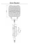 2 Adet 20W 18 Mercek LED Kare Off Road Beyaz Aydınlatma Sarı Çakar Modlu Çalışma Lambası 12V-24V Demir Döküm Siyah Renk